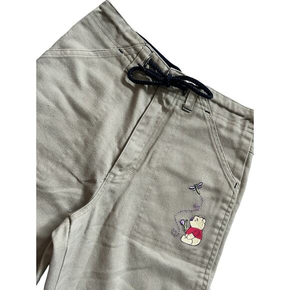Winnie The Pooh Pants Girl‎ Size 7/8M Beige Embroidered Just Pooh Drawstring - Picture 3 of 7